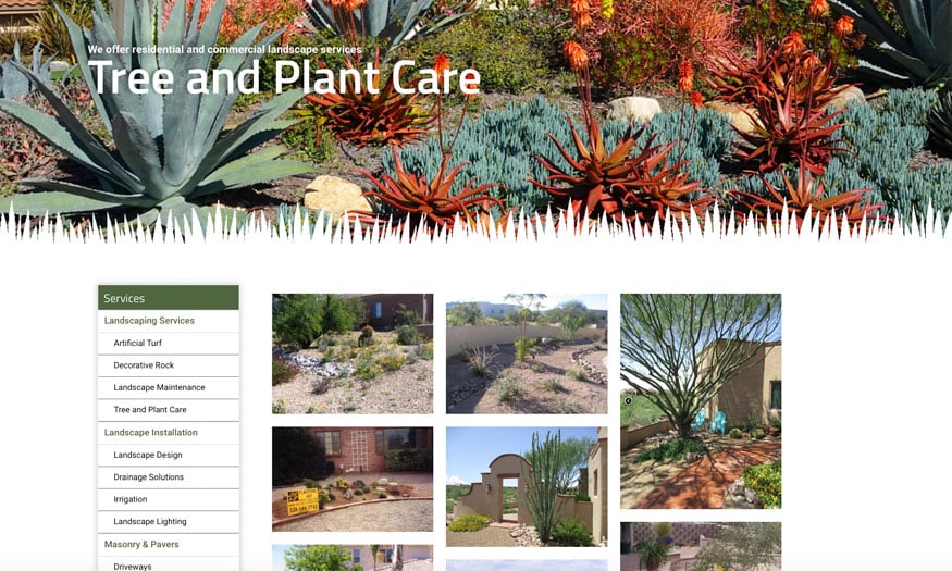 a photo of a landscaping photo gallery which is an example of how photo galleries can affect website design costs