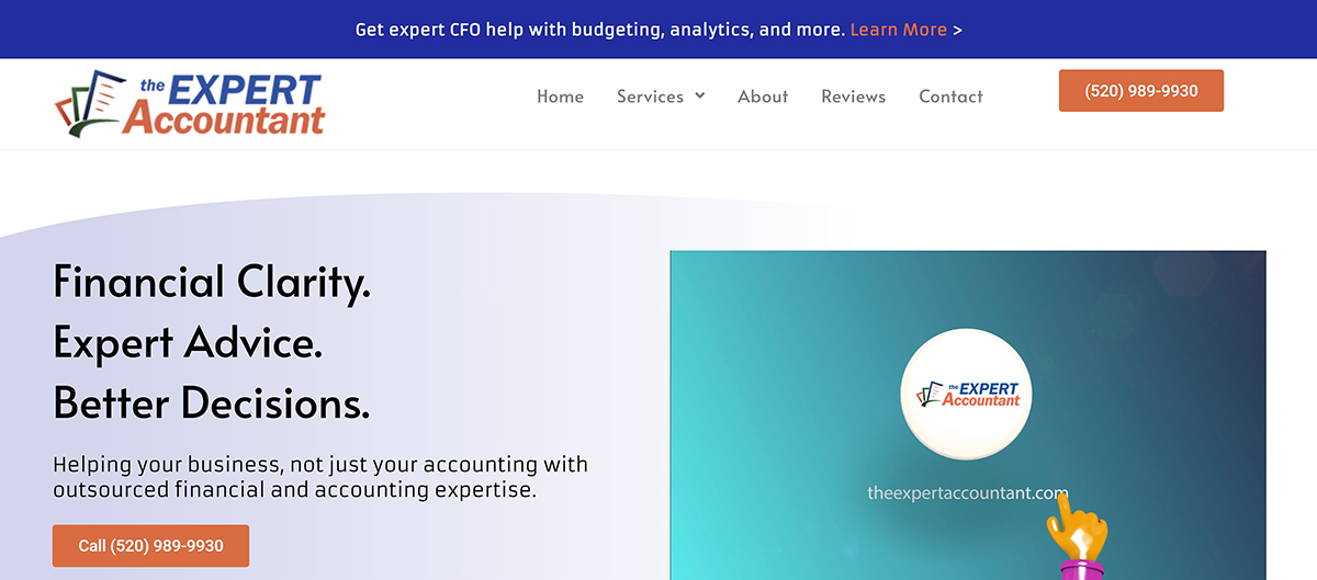 Web Design Portfolio. Expert Accountant website by Affinity for Design